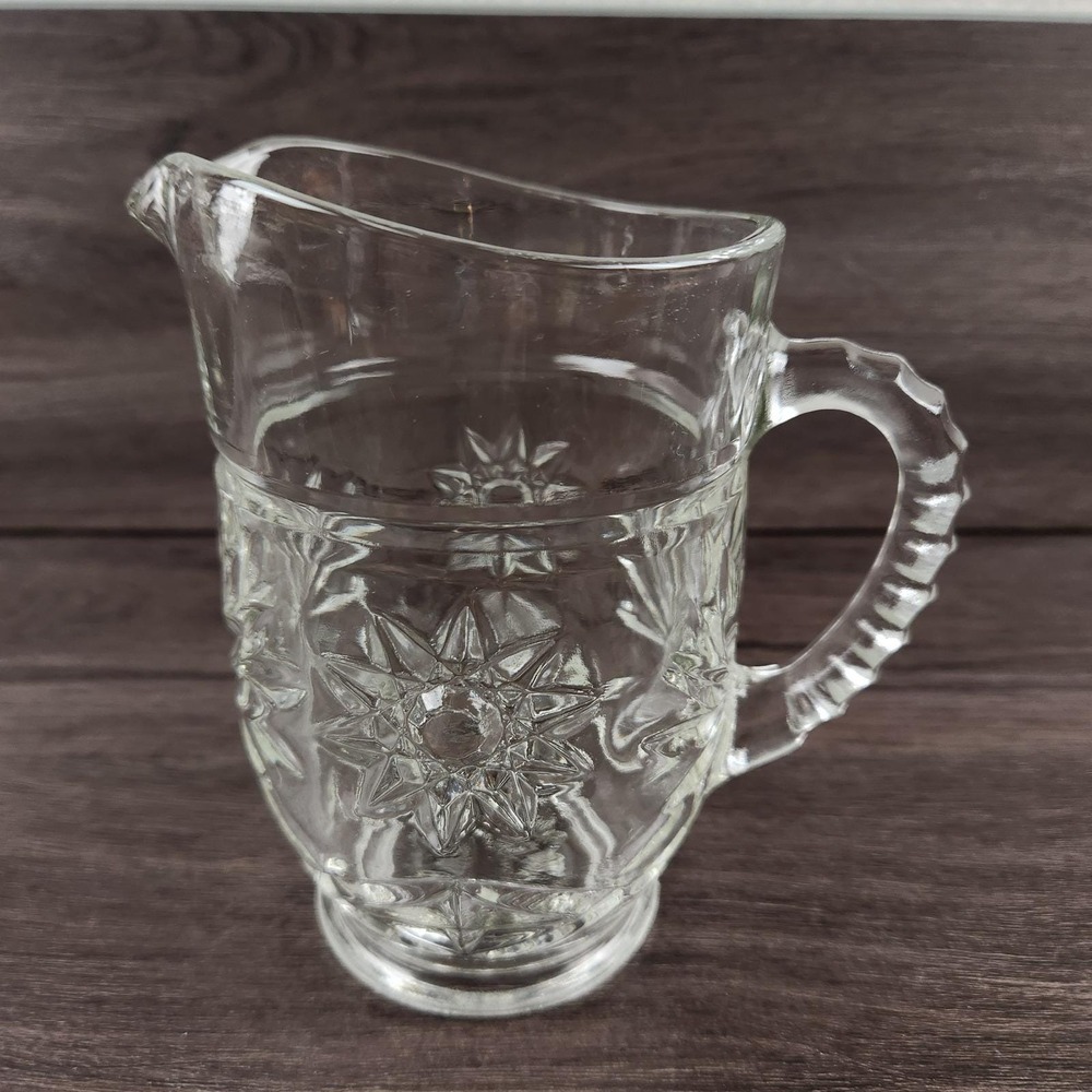 Vintage Anchor‎ Hocking Pint Pitcher Starburst Star of David 5.5''